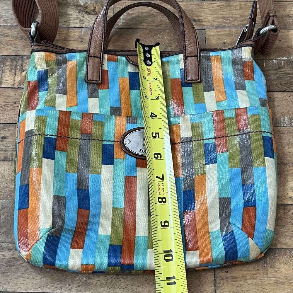 Fossil Key-Per HandBag Crossbody 10.5 in Tall Multi-Colored Geometric Colorblock - Picture 13 of 16